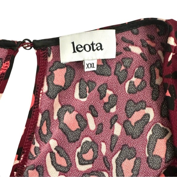LEOTA Kennedy Cap Sleeve Stretchy Jumpsuit Cheetah Cabernet Womens Size XXL - Picture 5 of 16